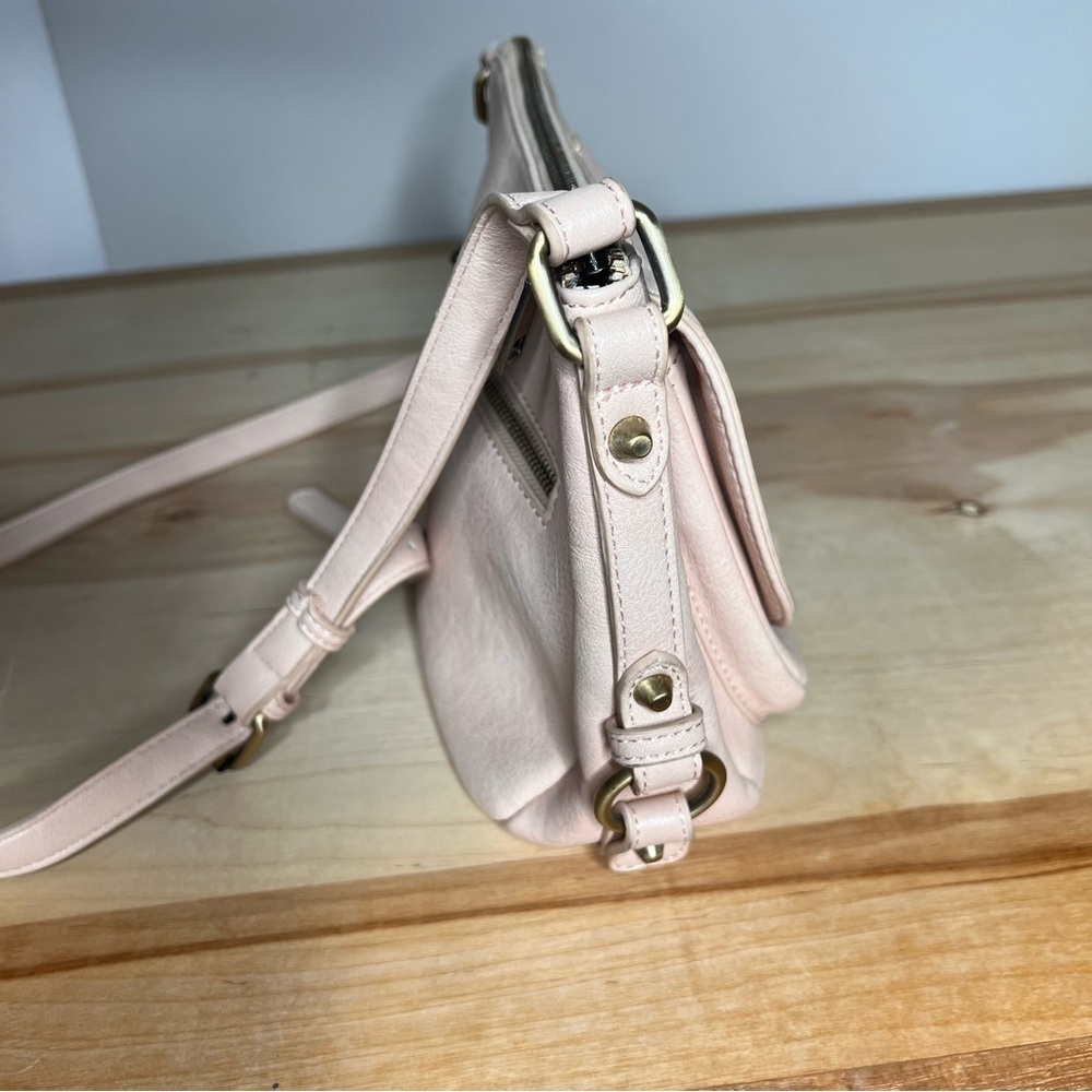 Anthropologie Delancey Crossbody Bag Vegan Leather Soft Pink Purse Chic Classic - Picture 8 of 9